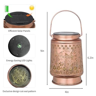 Solar Lanterns Outdoor Hummingbird Lights Garden Decor, Mothers Day Gifts for Mom, Metal Hanging for Porch, Yard, Backyard, Patio, Gifts for Women Mom Grandma - Image 3