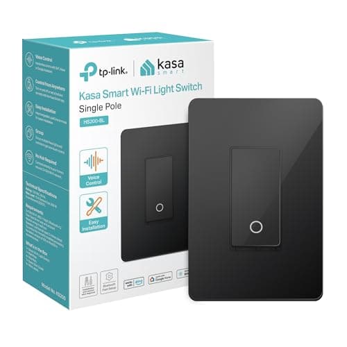 Kasa Smart Light Switch HS200-BL, Single Pole,Neutral Wire Required, 2.4GHz Wi-Fi Light Switch Compatible with Alexa and Google Home, UL Certified, No Hub Required, Black - Image 1