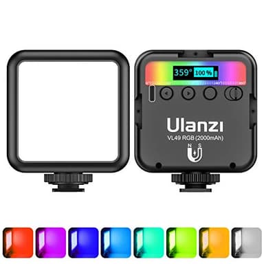 ULANZI VL49 RGB Video Lights, LED Camera Light 360° Full Color Portable Photography Lighting w 3 Cold Shoe, 2000mAh Rechargeable CRI 95+ 2500-9000K Dimmable Panel Lamp Support Magnetic Attraction - Image 1