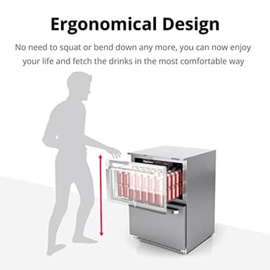 Frostronics 24-Inch 186 cans Outdoor Drawer Refrigerator, 5.47 cu. ft. Built-In Outdoor Drawer Beverage Cooler, 26°F Outdoor Drawer Beverage Fridge, SUS304, Dual Mode, Lockable, ETL & NSF7 Certified - Image 2