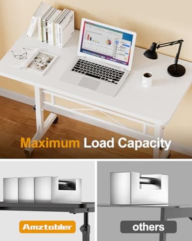 Small Standing Desk Adjustable Height, Mobile Stand Up Desk with Wheels, 32 Inch Portable Rolling Desks Computer Office Workstations for Walking Pad Treadmill White - Image 4