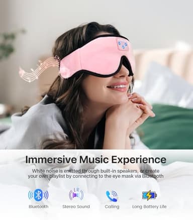 Sleep Headphones, Boodlab 3D Bluetooth Sleep Mask with Ultra Thin Speakers, Wireless Washable Sleeping Headphones for Side Sleepers Men Women Air Travel Cool Tech Gadgets Unique Gifts - Image 4