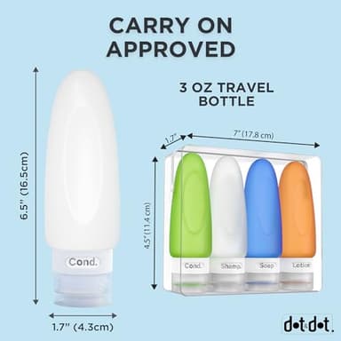 Dot&Dot Leak Proof Travel Bottles - TSA Approved 3oz Silicone Toiletries Travel Shampoo & Conditioner Containers with Labels - Image 7