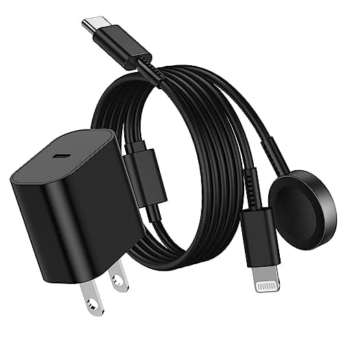 USB C Watch Charger for iPhone and Apple Watch,20W PD Magnetic Charging Cable 2 in 1 Portable Charging Cord Compatible with iWatch Series 8 7 6 SE 5 4 - Black - Image 1