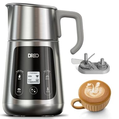 Dreo All-in-1 Milk Frother, Electric Foam Frother for Latte Art Microfoam and Coffee, 15oz/450ml Automatic Milk Warmer with 30 Drinks, Dishwasher Safe, Dairy/Plant-Based Milk - Image 1