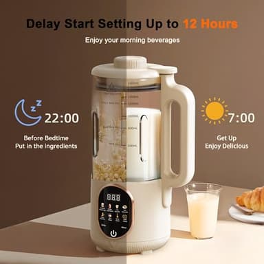 50oz Nut Milk Maker, 10 in 1 Automatic Nut Milk Maker with 20 Blades,Almond Milk Machine,Plant Based Milks Homemade Oat,Chowder,Juice,Soy Milk Machine with Delay Start,Boil Water,Keep Warm& Auto Clean - Image 4
