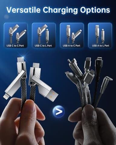 [One is Enough] 4-in-1 Compatible with USB C to Lightning Cable, 100W High-Speed Charging & Fast Data Transfer,CarPlay & Android Auto Support Multi Charger Cord Combo for iPhone/Samsung/iPad,5FT - Image 2