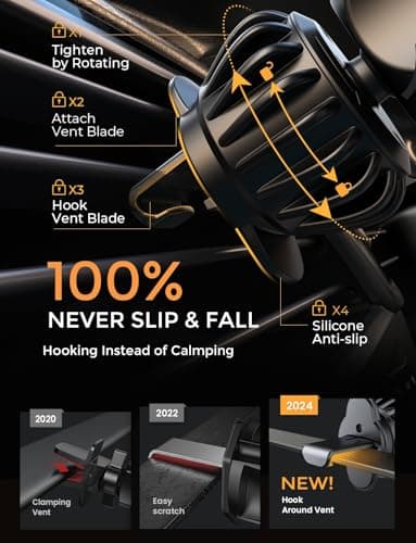AINOPE for iPhone 17 Pro Max Car Mount Phone Holders for Your Car [Slide Design] Air Vent Phone Mount [Top Clamp] Cell Phone Holder Car Interior Accessories for iPhone Air 17 Pro Max 16 Samsung S25 - Image 6