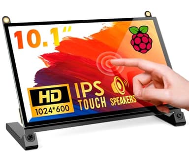 ROADOM Raspberry Pi Screen, 10.1’’ Touchscreen Monitor, IPS FHD 1024×600,Responsive and Smooth Touch,Dual Built-in Speakers,HDMI Input,Compatible with Raspberry Pi 5/4/3/Zero,Easy Assembly,Driver Free - Image 1