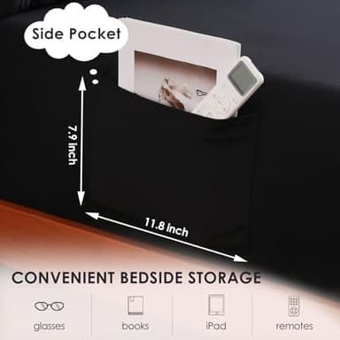 JSD Black Queen Sheet Set with Side Pocket Corner Straps, 4 Piece Soft Microfiber Bed Sheets Extra Deep Pocket - Image 3