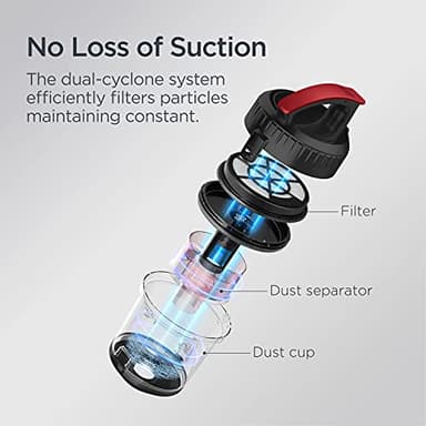 Eureka Bagless Canister Vacuum Cleaner, Lightweight Vac for Carpets and Hard Floors, Red, Whirlwind NEN110D - Image 4