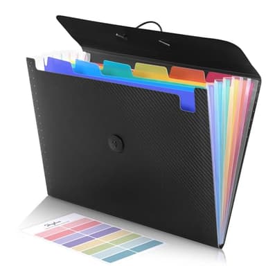SKYDUE Accordion File Organizer, Expanding File Folder with 7 Pockets,Portable Receipt Paper Bill Document Organizer,Letter/A4 Size Filing Folder School Office Supplies,Black - Image 1