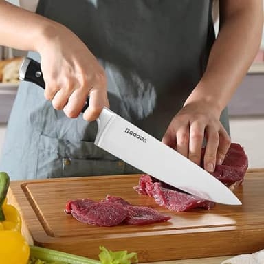 GOODA Knife Set with Block,11 Pieces High Carbon Stainless Steel Kitchen Knife set with Wooden Block,Dishwasher Safe Cooking Knives with Sharp Blade Forged Triple Rivet Ergonomic Handle - Image 6