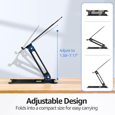 Urmust Laptop Notebook Stand Holder Adjustable Laptop Stand Portable Computer Riser Compatible with MacBook Air Pro HP Dell XPS Lenovo All Laptops 10-15.6"(Black) - Image 4