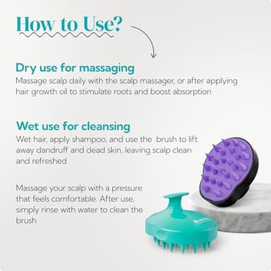HEETA Hair Scalp Massager Shampoo Brush 2 Pack, Soft Silicone Bristles to Remove Dandruff, Waterproof Hair Scrubber for Both Wet Dry Hair, Suitable for Men & Women (Green & Black) - Image 5