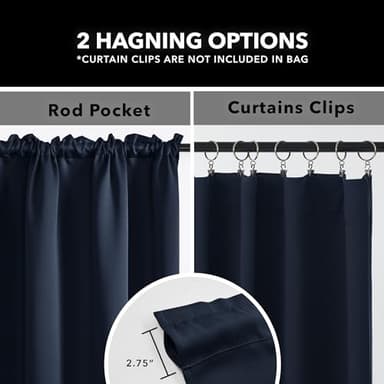 Deconovo Blackout Curtains, Thermal Insulated Rod Pocket Window Drapes, Noise Reducing, Oeko-TEX Certified, Room Darkening Curtains for Bedroom/Living Room, 2 Panels, Navy Blue, 42W x 45L - Image 6
