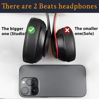 SoloWIT Replacement Ear Pads Cushions for Beats Studio 2.0 & 3 Wired/Wireless Over-Ear Headphones, Earpads with Soft Protein Leather, Noise Isolation Memory Foam (Black) - Image 3