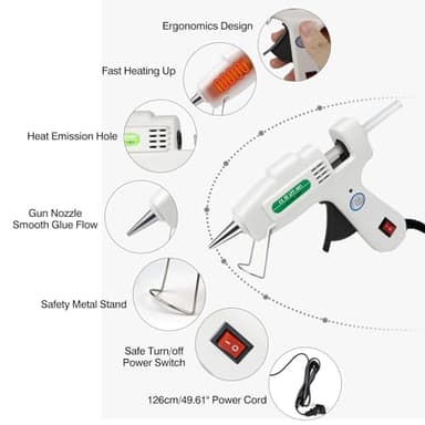 SHJADE Mini Hot Glue Gun Kit with 30 Glue Sticks - Fast Preheating Hot Melt Gun, High Temp for School Crafts DIY Arts and Quick Home Repairs(White) - Image 3