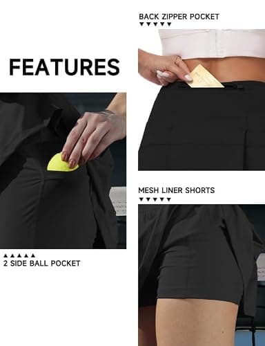 AugIris Women's Tennis Skirts High Waisted Athletic Golf Skorts with Pockets Skirts for Women Casual Workout Built-in Shorts Black M - Image 5