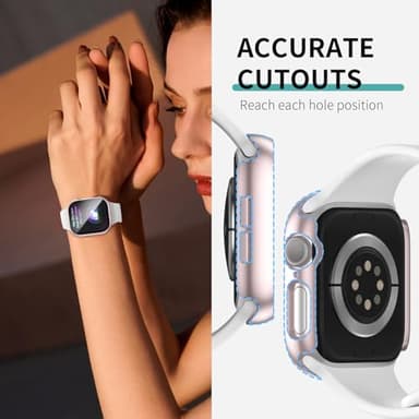 3 Pack Case with Tempered Glass Screen Protector for Apple Watch SE(3nd) 2025 SE 2/1 Series 6/5/4 40mm, Hard PC Ultra-Thin Cover for iwatch SE 3/SE 2/SE/6/5/4 40mm, Starlight/Clear/Rose Gold - Image 5