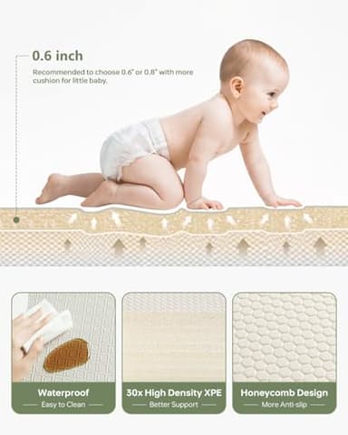 BG-BABYGO Baby Play Mat Foldable Baby Floor Play Mat 0.6" Thick Soft Foam Playmat for Babies Reversible Waterproof Padded Baby Girl Play Mat Portable Baby Crawling Mat for Indoor Outdoor(70"*78"*0.6") - Image 2