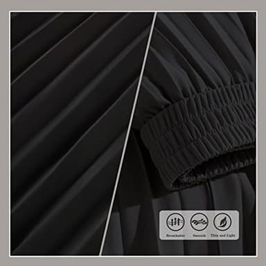 Basoteeuo Black Pleated Skirt for Women Midi Length Summer High Waisted A Line Elastic Waist Skirts XXL - Image 2