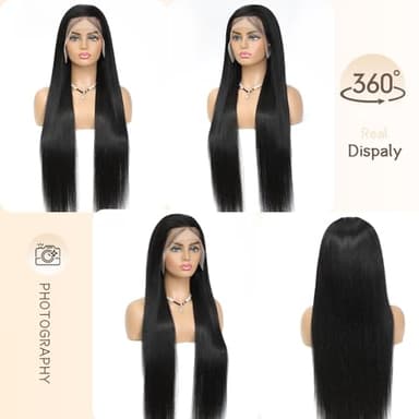 Real Human Hair wig 13x6 Lace Front Wigs Human Hair Pre Plucked 28 Inch Straight Human Hair Wig with Baby Hair 200% Density HD Lace Front Wigs Frontal Glueless Wigs for Women - Image 4