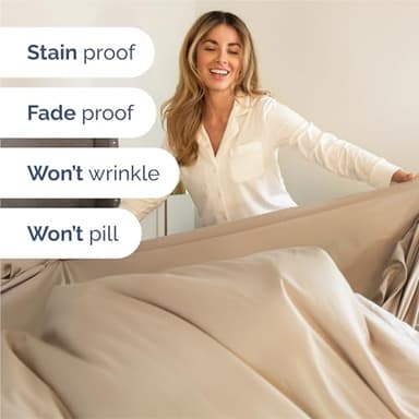 King Sheets Set 6 Piece - Bed Sheets King Size - Soft Hotel Luxury Bedding - Cooling, Comfy & Breathable - 1 Flat & 1 Fitted & 4 Pillowcases with Deep Pockets - Wrinkle Resistant & Fade Free - Cream - Image 5