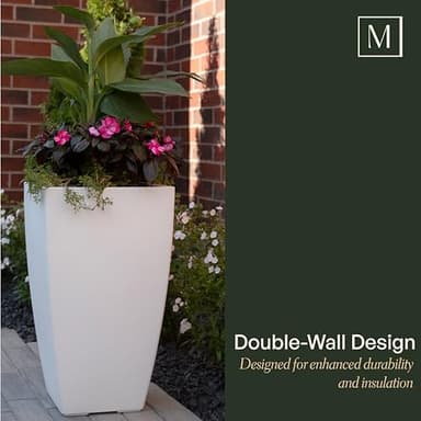 Mayne Kobi 26-Inch Tall Planter – Self-Watering, Weather-Resistant Planter for Flowers – Durable Indoor/Outdoor Design for Patio, Porch, or Entryway - Image 5