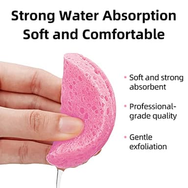 50-Count Compressed Facial Sponges|Kickleen 100% Natural Cellulose Cosmetic Spa Sponges for Daily Facial Cleansing|Makeup and Mask Removal|Exfoliating|Skin Massage|Pore Exfoliation (50 Count (Pink)) - Image 5