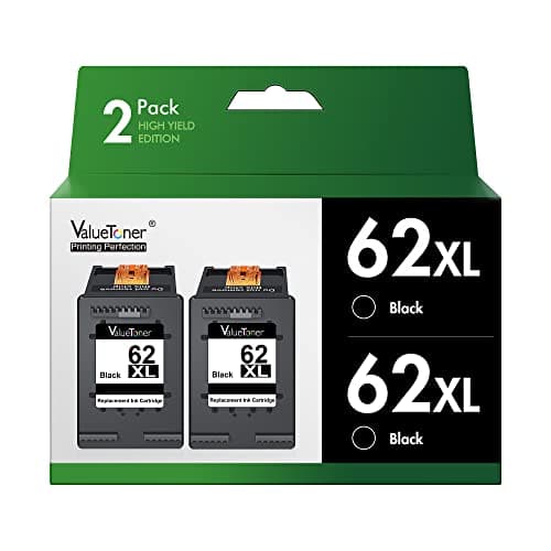 Valuetoner 62XL Ink Cartridges Black for HP Ink 62 for HP 62XL Black Ink Cartridges Work with Envy 7640 7645 5660 5540 5544 5640 7644 OfficeJet 200 250 280 OfficeJet 5740 5741 8040 Series (2-Black) - Image 1