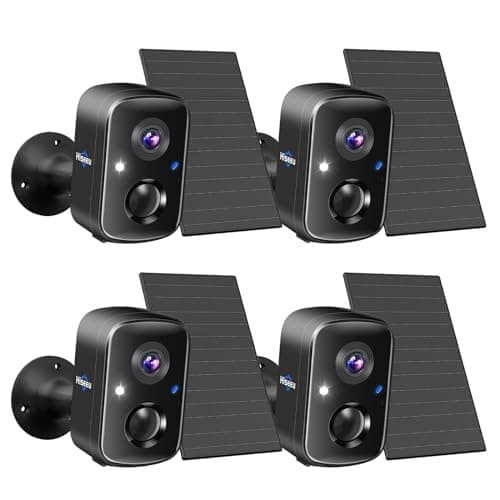 Hiseeu Security Cameras Wireless Outdoor, 4pcs Solar Powered 3K 4MP Surveillance WiFi Cameras for Home Security Outside, PIR/AI Motion Detection, Waterproof, Color Night Vision, 2-Way Audio, Black - Image 1