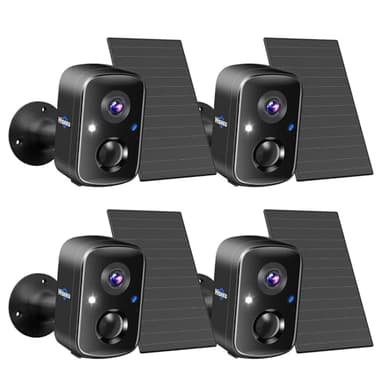 Hiseeu Security Cameras Wireless Outdoor, 4pcs Solar Powered 3K 4MP Surveillance WiFi Cameras for Home Security Outside, PIR/AI Motion Detection, Waterproof, Color Night Vision, 2-Way Audio, Black - Image 1