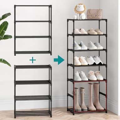 Autonomier 4 Tier Small Shoe Rack, Narrow Stackable Shoe Shelf for Kids Toddler Adult, Lightweight Shoe Rack Stand for Closet Dorm Storage Organizer, Front Door Entrance, Entryway - Image 5