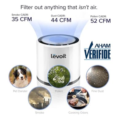 LEVOIT Air Purifiers for Home, AHAM VERIFIDE, High-Efficiency Filter for Smoke, Dust, Pollen, and Odors in Bedroom, Office, or Nursery, Optional Night Light, Quiet Operation, LV-H132, White - Image 2