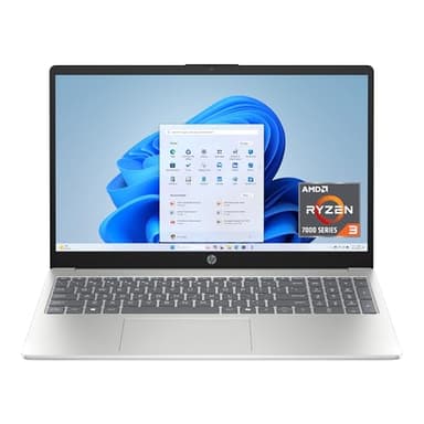 HP 15.6 inch Laptop, HD Touchscreen Display, AMD Ryzen 3 7320U, 8 GB RAM, 128 GB SSD, AMD Radeon Graphics, Windows 11 Home in S Mode, Natural Silver, 15- fc0099nr - Image 1