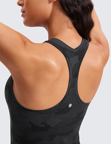 CRZ YOGA Butterluxe Racerback Workout Tank Tops for Women Tight Sleeveless Camisole Gym Athletic Yoga Shirts Dark Grey Camouflage 2 Small - Image 4