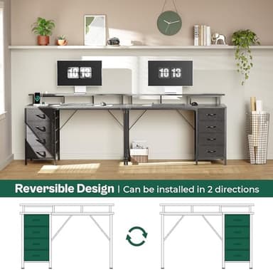 Huuger 47 Inch Computer Desk with Power Outlets and LED Lights, Gaming Desk with 4 Drawers, Office Desk with Monitor Stand, Study Desk Work Desk for Home Office, Small Spaces, Gray - Image 9