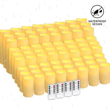 Grcdoyvl 72 Pack Flameless LED Candles with Remote & Timer - Waterproof Battery Operated Candles, Realistic Flickering for Wedding, Christmas, Halloween, Home Decor & Special Occasions - Image 3