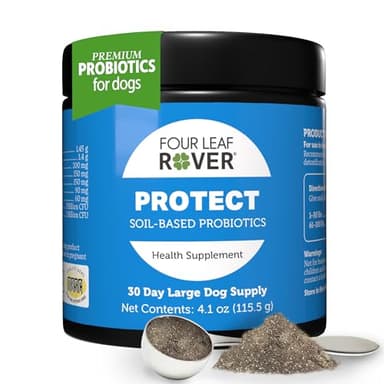 Four Leaf Rover Protect - Probiotics for Dogs - Veterinarian Formulated - with Natural Prebiotics and Antioxidants - Detoxification & Gut Health - 30 Day Large Dog Supply - Image 1
