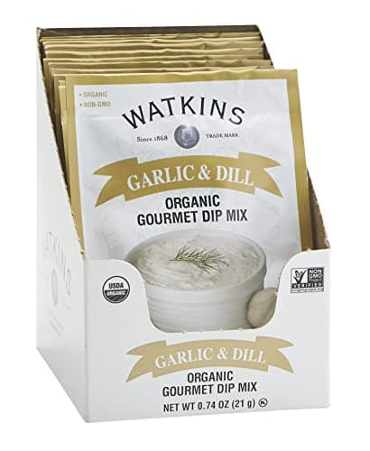 Watkins Organic Gourmet Dip Mix, Garlic & Dill, 0.74 oz. Packets, 12-Pack - Image 1