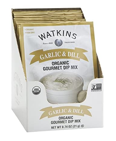 Watkins Organic Gourmet Dip Mix, Garlic & Dill, 0.74 oz. Packets, 12-Pack - Image 1