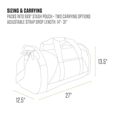 Carhartt Classic Round Duffel with Utility Pouch, Heavy-Duty, Water-Resistant Packable Gear Bag for Jobsite, Gym, and Travel, Gravel, 60L - Image 5