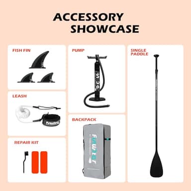 FunWater SUP Inflatable Stand Up Paddle Board 10'6×33"×6" Ultra-Light Inflatable Paddleboard with ISUP Accessories,Fins,Adjustable Paddle, Pump,Backpack, Leash - Image 6