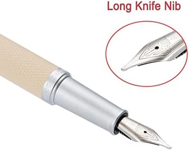 Hongdian White Forest Fountain Pen Blade Nib Classic Design Calligraphy Pen with Converter and Metal Pen Case Set - Image 4