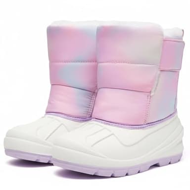 MORENDL Snow Boots Toddler Girl Winter Boots Baby Waterproof Insulated Warm Faux Fur Lightweight Non-Slip Cold Weather Walking Shoes Gradient Pink Size 10 - Image 1