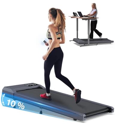 WELLFIT 10% Incline Walking Pad Treadmills for Home, Under Desk Treadmill 265lb Capacity, Voice Controlled Works with KINOMAP Apple Health, Compact for Apartment, Easy to Move Store Upright Place - Image 1