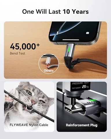 INIU USB C to USB C Cable, 240W Fast Charging [6.6ft, 2-Pack] Type C Charger Cord, Braided USBC Phone Charger Cable for iPhone 17 16 15 Pro Max Samsung S25 S24 Laptops MacBook iPad Air Switch etc. - Image 4