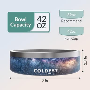Coldest Dog Bowl - Anti Rust Metal, Non Slip, 3 Layers Insulated Stainless Steel Dog Bowls - Spill Proof & Heavy Duty - Water Bowl for Dogs, Cats & Pets, Dish Washer Safe (42 oz, Into The Beyond) - Image 4
