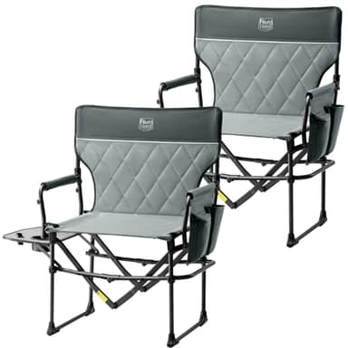 TIMBER RIDGE Aluminum Camping Directors Chair with Side Table Pocket, Portable Folding Chair, Heavy Duty Lawn Chair for Fishing Trip Picnic Concert Outdoor 400lbs, Grey 2 Pack - Image 1